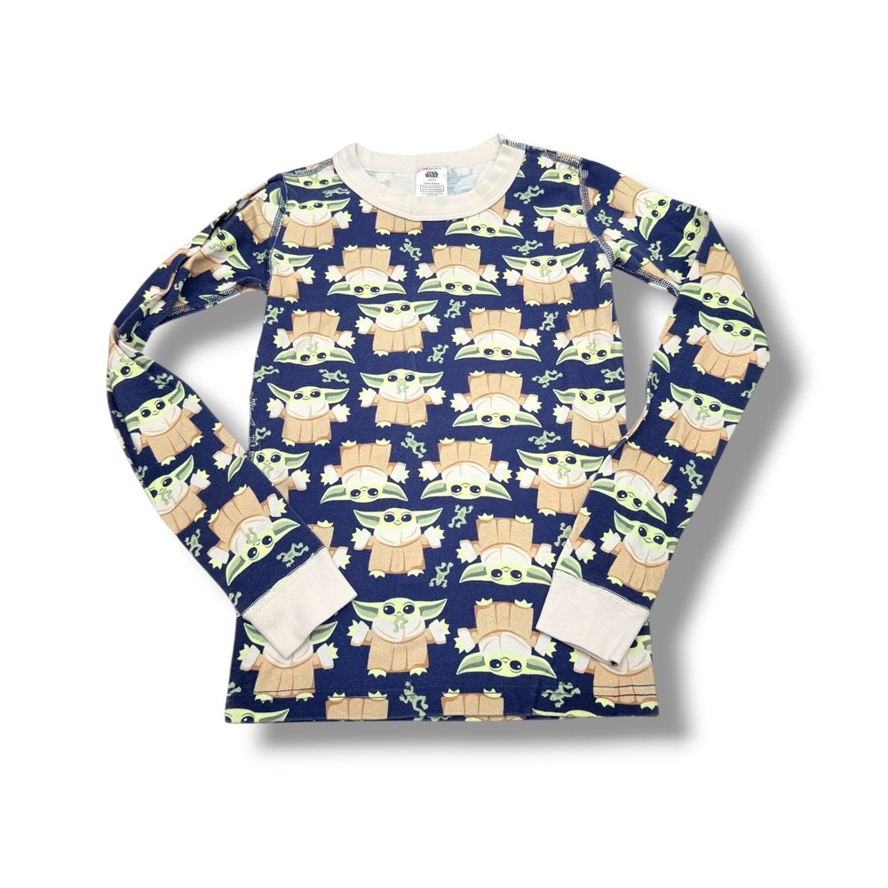 Hanna Andersson Star Wars Pajama Top Kids 10 Blue Grogu Baby Yoda Organic Cotton